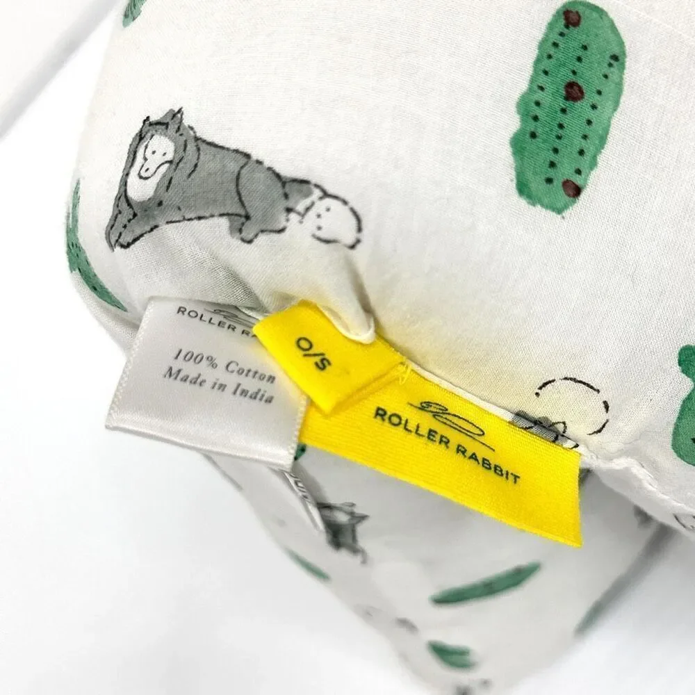 Roller Rabbit Little Piglet Kids Pillow Toy White Green Cotton India
